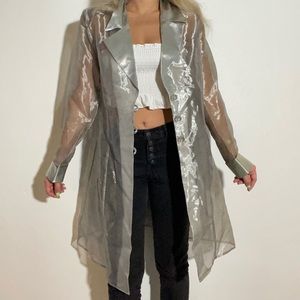 Silver Sheer Metallic Cardigan Overcoat